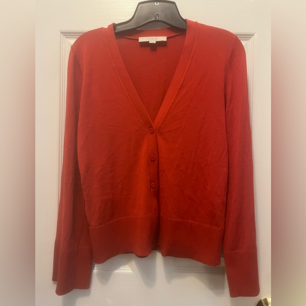 LOFT Red Women's Cardigan Sweater